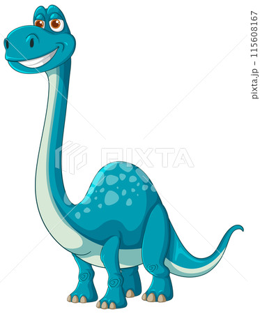 Smiling Blue Dinosaur Illustration 115608167