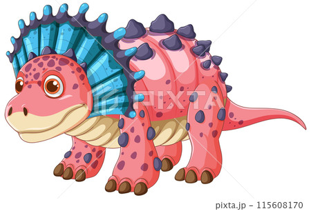 Colorful Cartoon Dinosaur Illustration 115608170