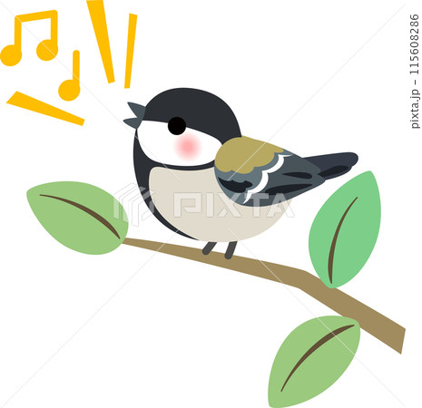 さえずるシジュウカラのデフォルメイラスト 115608286