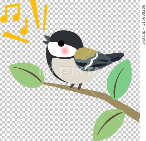 さえずるシジュウカラのデフォルメイラスト 115608286