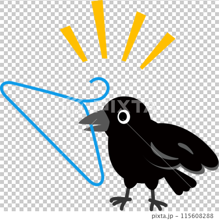 Crow holding a wire hanger Crow holding a wire hanger 115608288