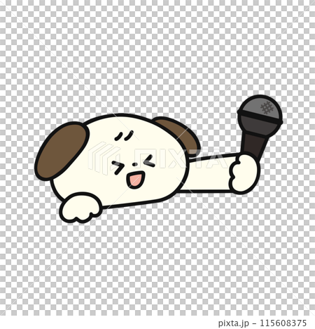 マイクを持ったかわいい犬・線画 115608375
