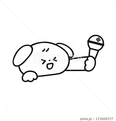 マイクを持ったかわいい犬・線画 115608377