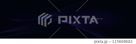 Abstract background with purple geometric wavy lines. Modern minimal trendy lines pattern horizontal. Vector illustration 115608682