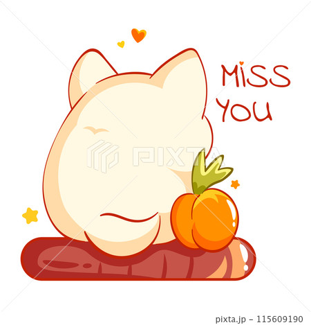 Miss you. Greeting card with cute cat. Missing you notecard with lovely kitty. Vector illustration EPS8 115609190
