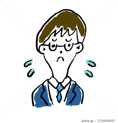 会社員 メガネのMさん(32) 困った モノクロ 115609947