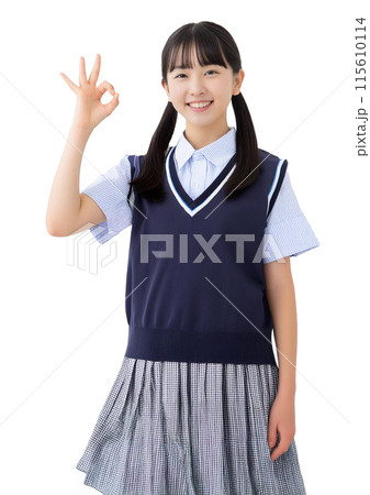 オッケーをする女子高生 115610114