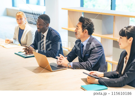 会議する多国籍ビジネスパーソンのグループ 会議する多国籍ビジネスパーソンのグループ 115610186