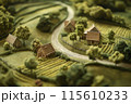 ミニチュア田園風景模型：静かな農村の美しさ 115610233