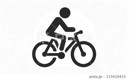 自転車に乗るシンプルなピクトグラム 115610415