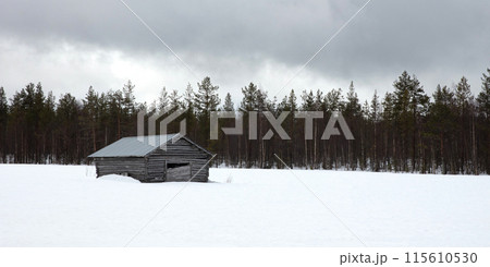 Wooden cabin in a Finnish landscape Wooden cabin in a Finnish landscape 115610530