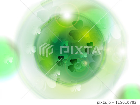 St Patrick Day green white abstract background with shamrock leaves 115610782
