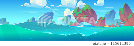 Underwater view on tropical lagoon landscape Underwater view on tropical lagoon landscape 115611390