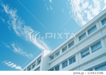 青空と病院「AI生成画像」 115611596
