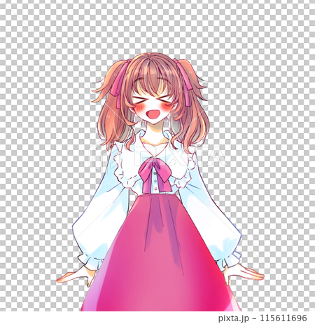 ロリータ服の女性　はしゃぐ　赤色 115611696