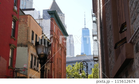 New York City Manhattan Mosco street urban architecture, USA. American World Trade Center. Chinatown New York City Manhattan Mosco street urban architecture, USA. American World Trade Center. Chinatown 115612674