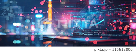 A laptop computer placed on top of a desk, symbolizing EdTech education technology for online learning and professional development. Generative AI A laptop computer placed on top of a desk, symbolizing EdTech education technology for online learning and professional development. Generative AI 115612806