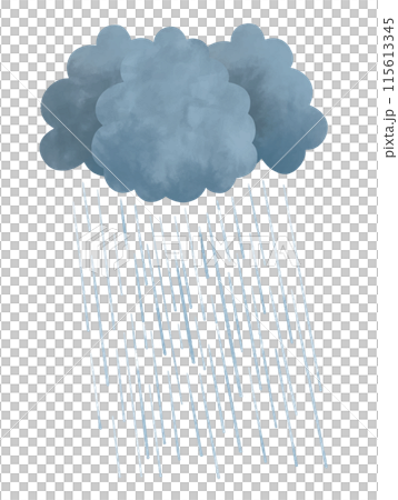 Watercolor illustration of torrential rain clouds and rain 115613345