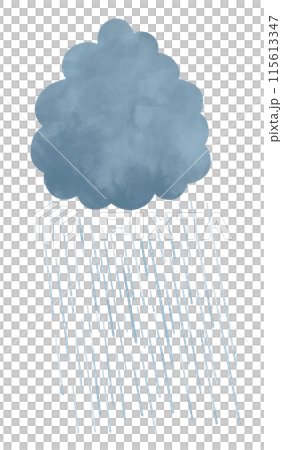Watercolor illustration of torrential rain clouds and rain 115613347