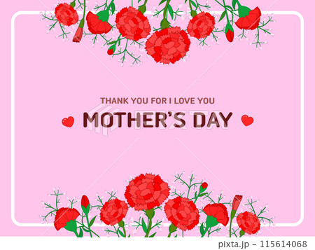 Carnation Flower Illus - Mother's Day Poster Design 115614068