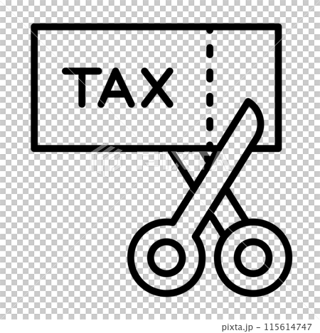 An icon representing a tax cut. An icon representing a tax cut. 115614747