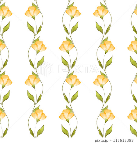 Pattern of watercolor flowers. Blue floral background. 115615385