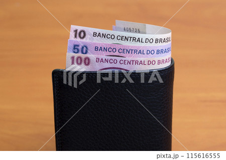 Brazilian cruzeiro in the black wallet 115616555