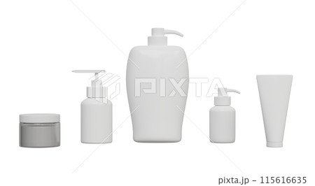 3d bottle for cosmetic lotion, foam, liquid soap, gel pump style isolated. hand sanitizer container, mock up template concept, 3d render illustration 115616635
