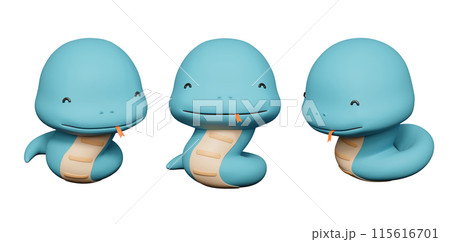 2025 year blue snake characters 3D graphics 115616701
