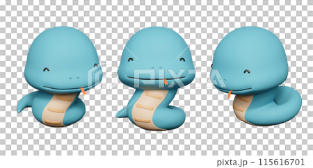 2025 year blue snake characters 3D graphics 115616701