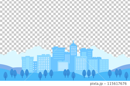 Illustration of a cityscape with rows of buildings 115617676