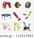 3D gym workout equipment set 115617683