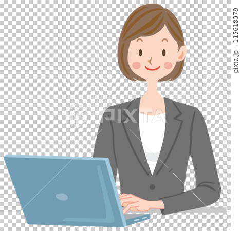 オフィスで働く若い女性　新人社員 115618379