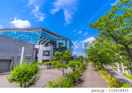 日本の横浜都市景観　横浜国際プールなどを望む 115618425