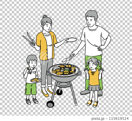 家庭烹飪燒烤的插圖 115619524