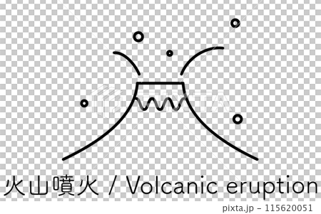 火山噴火、自然災害のシンプルな線画アイコン 115620051