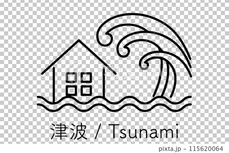 海嘯，自然災害簡單的線條畫圖標 115620064