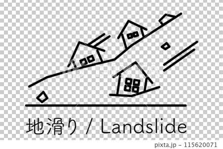 Landslide, natural disaster simple line icon 115620071