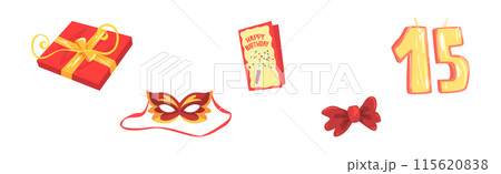 Happy Birthday Object and Festive Event Element Vector Set Happy Birthday Object and Festive Event Element Vector Set 115620838