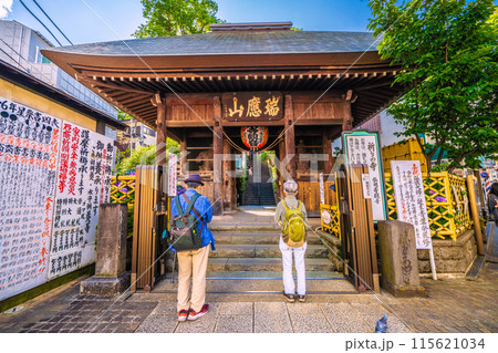 日本の横浜都市景観 6月。弘明寺駅前の商店街を抜けた先。弘明寺などを望む 115621034