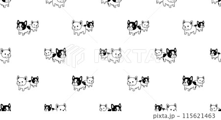 dog seamless pattern french bulldog cartoon vector doodle puppy pet tile background gift wrapping paper repeat wallpaper illustration scarf isolated design 115621463