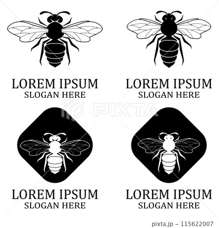 bee logo illustrations design icon 115622007