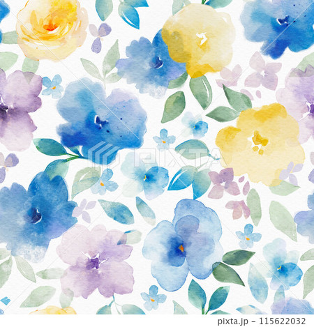 Beautiful floral seamless pattern with hand drawn watercolor abstract flowers. Stock illustration. Gentle summer design. Seamless print. Beautiful floral seamless pattern with hand drawn watercolor abstract flowers. Stock illustration. Gentle summer design. Seamless print. 115622032