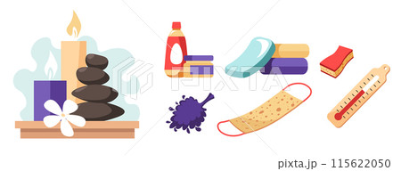 Spa Essentials with Towels vector 115622050