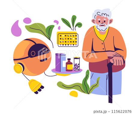 Robot Assisting Elderly Person Scene Robot Assisting Elderly Person Scene 115622076
