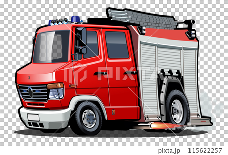 Vector cartoon firetruck isolated on white background Vector cartoon firetruck isolated on white background 115622257
