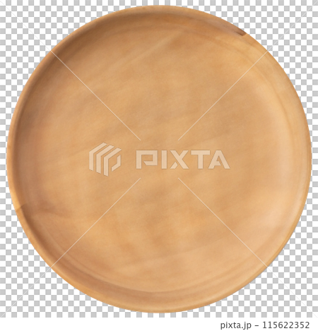 Top view of empty wooden bowl isolated on background. Clean plate cut out. 115622352
