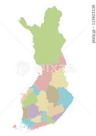 Vector blank map of Finland with regions or counties and administrative divisions. Editable and clearly labeled layers. 115623136
