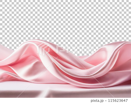 Silk fabric isolate. Elegant satin textile cut out. Soft transparent silky material. 115623647