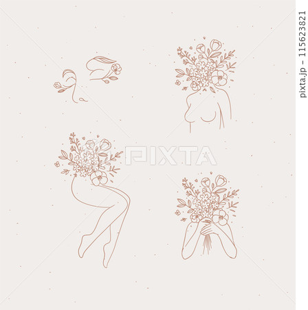 Beauty floral woman modern icons 115623821